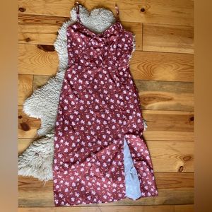 Burnt Orange/ Terra Cotta Rose Spaghetti Strap Zipper Back Dress Size Medium